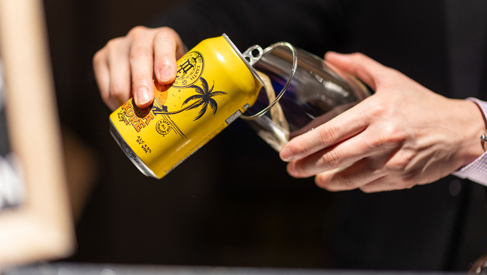 Pouring a beer