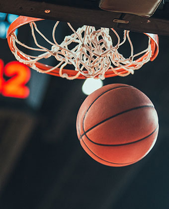 Basketball going in net